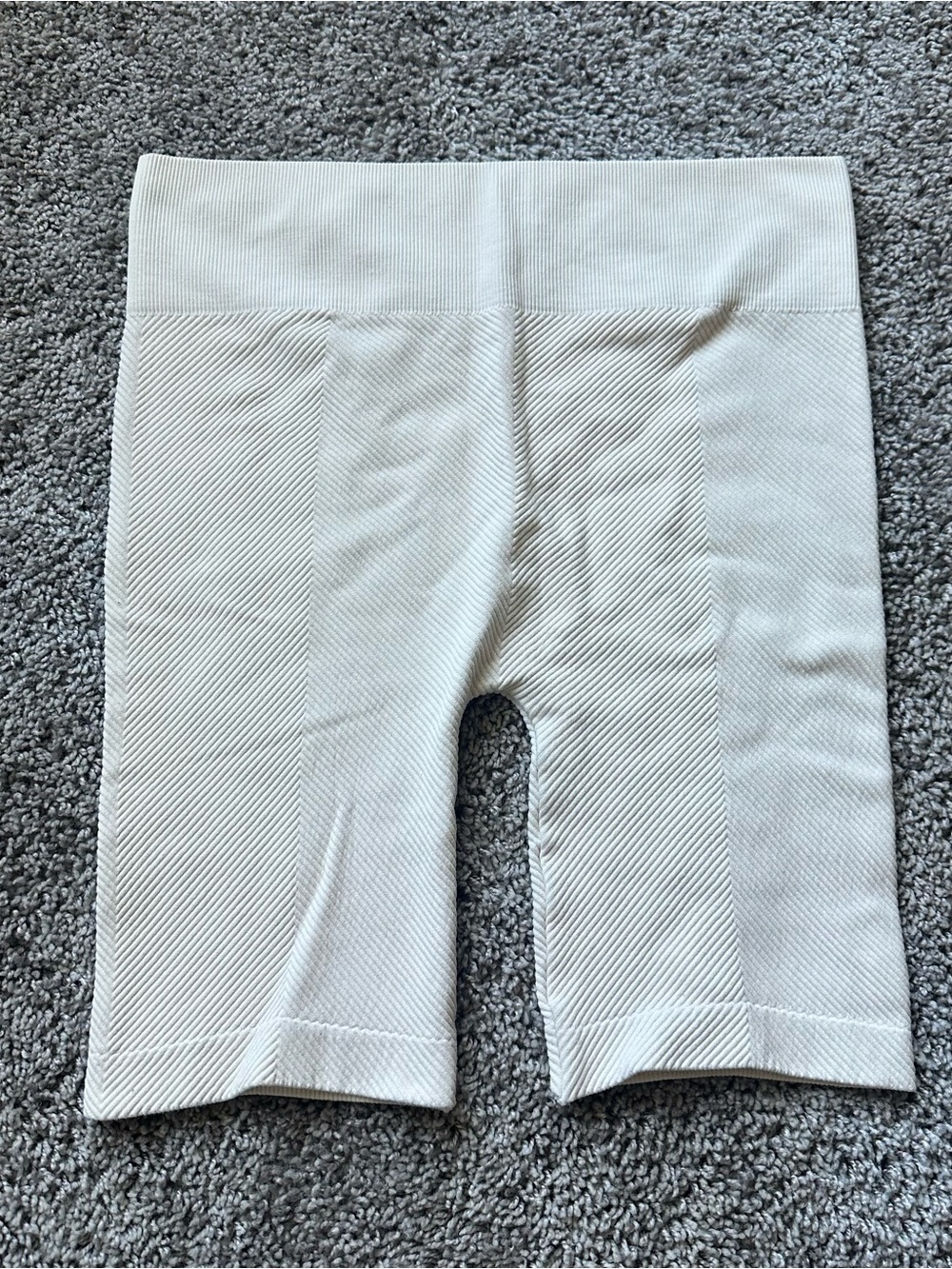 Nikibiki Cream Ribbed High-Waist Bike Shorts